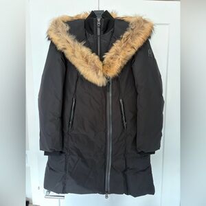 Mackage Charcoal Puffer Jacket with Fur Detail